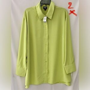 INC International Concepts Lime Green Button-Up Blouse
